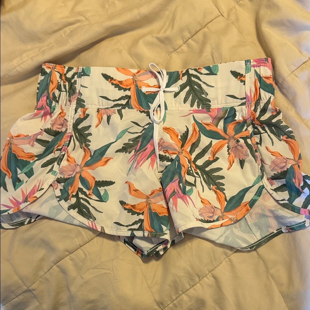 Hurley Women's Floral Board Shorts - Orange and Green